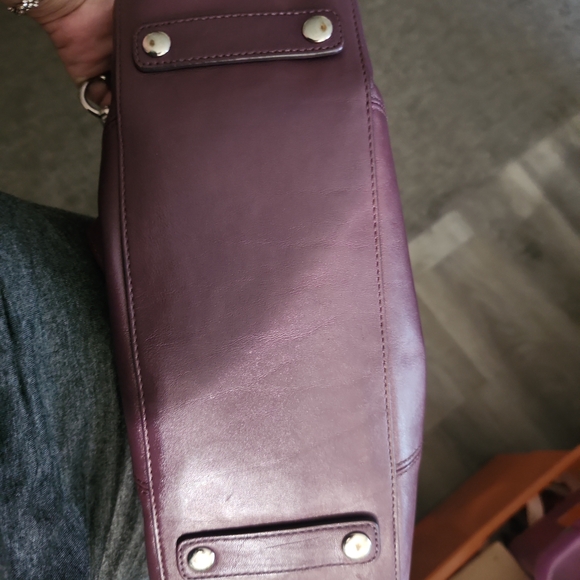 Coach Purple Leather Satchel with Ruched Detailing - Picture 2 of 6